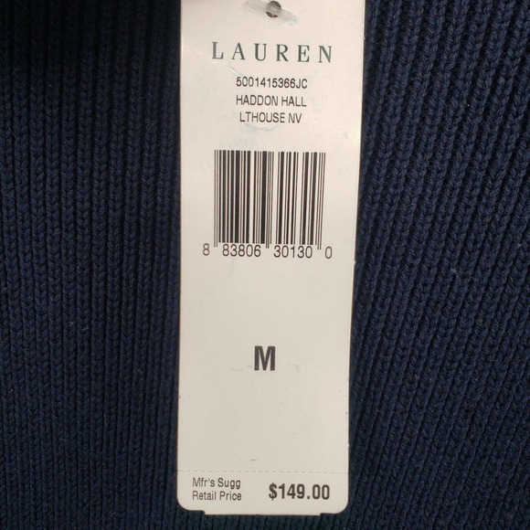 Lauren ralph lauren blue cableknit sweater dress womens size medium boatneck - Picture 6 of 16